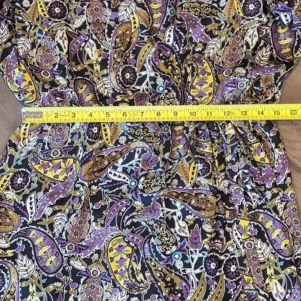 Zara Paisley Print Open Keyhole Back Long Sleeve Partially Lined Mini Dress, M - Picture 8 of 13